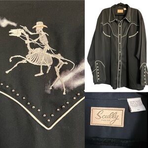 Rare Scully Western Shirt Black White Size 4X